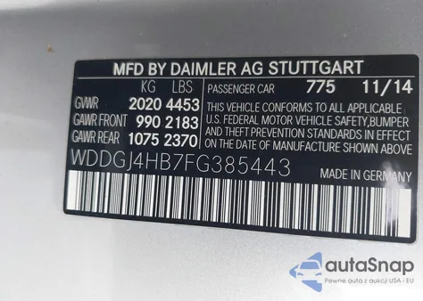 2015 Mercedes-Benz C 250 из США, поврежденный, VIN WDDGJ4HB7FG385443